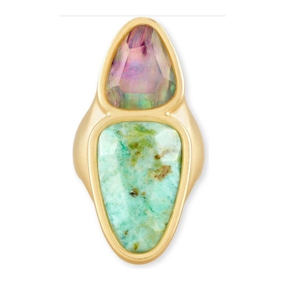 NWT Kendra Scott Margot 14K Yellow Gold Plated Stone & Glass Cocktail Ring - Picture 1 of 9